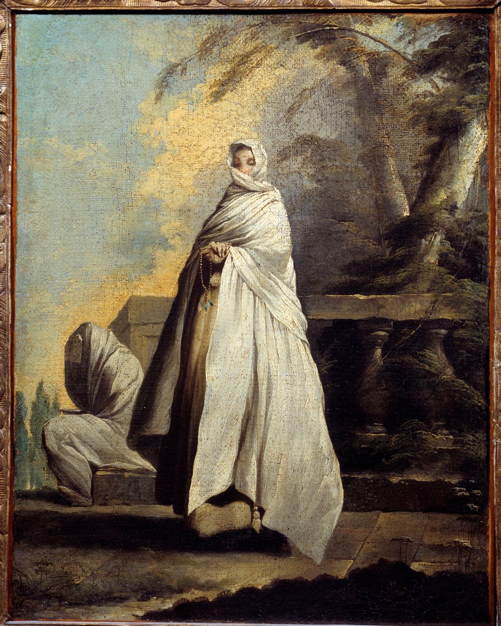 Mulheres drapeadas de branco. Pintura de Jean Barbault (1718-1762) de Jean Barbault