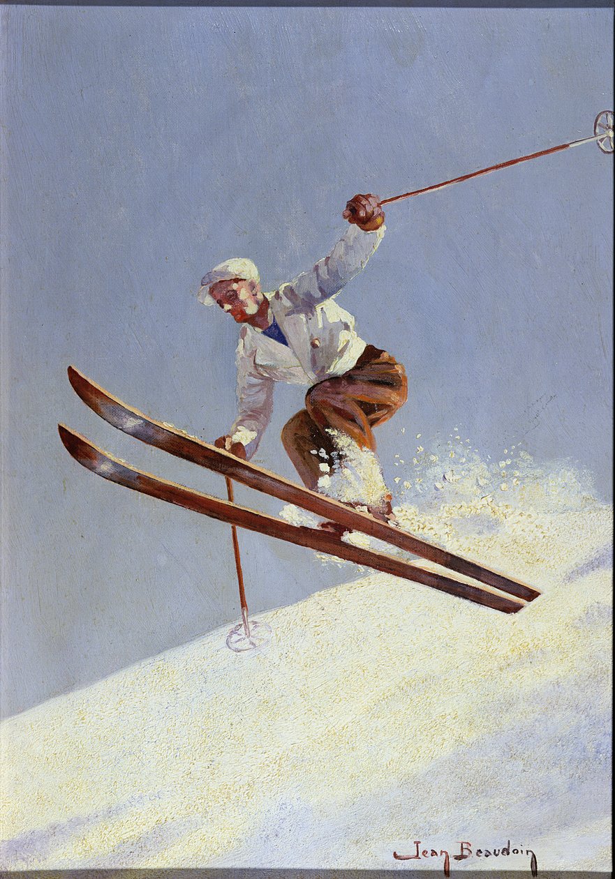 Um esquiador, c.1930 (óleo sobre tela) de Jean Beaudoin