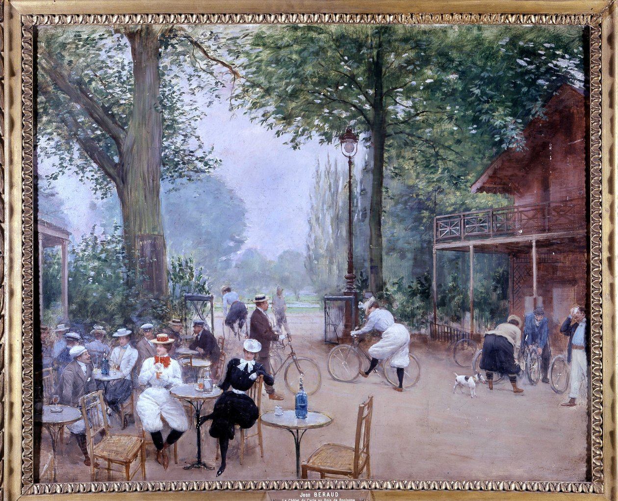 Chalet du cycle au Bois de Boulogne, circa 1900 - Aguarela de Jean Beraud (+ 1935). Museu dos Selos. de Jean Beraud