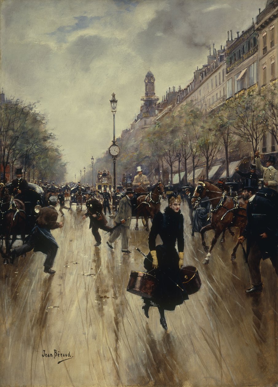 16:00 no Carrefour Drouot e no Grand Boulevard, c.1895 de Jean Beraud