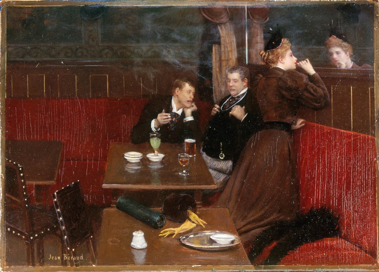 Três figuras num café, ca. 1890 (óleo sobre tela) de Jean Beraud