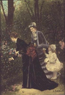 Jovens mulheres colhendo flores, 1885 de Jean Beraud