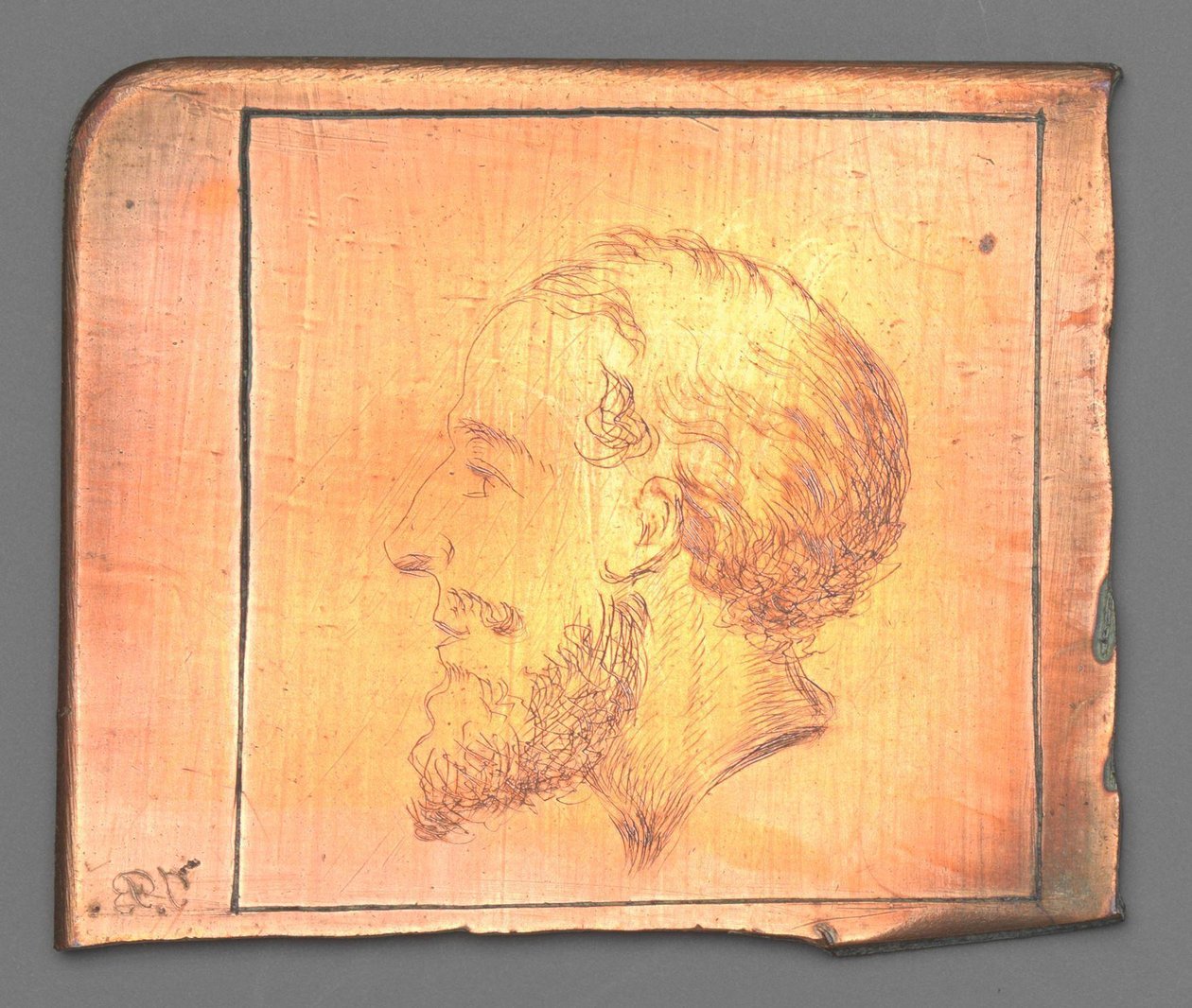 Cabeça de um homem com barba de perfil virada para a esquerda de Jean Bernard