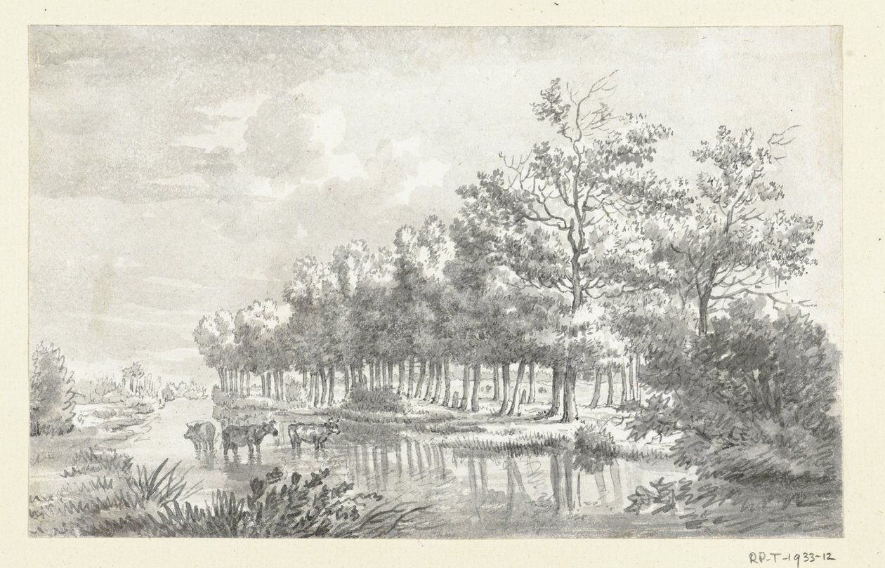Paisagem com vacas em pé de Jean Bernard