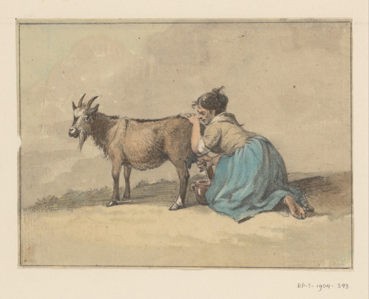 Mulher ordenhando uma cabra de Jean Bernard