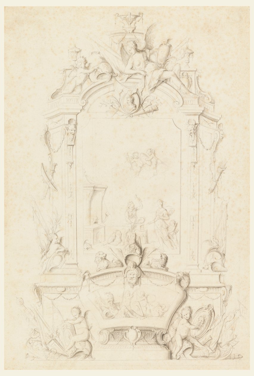 Vênus na Forja de Vulcano, Design para um Painel Sideboard de Jean Bernard Honoré Toro