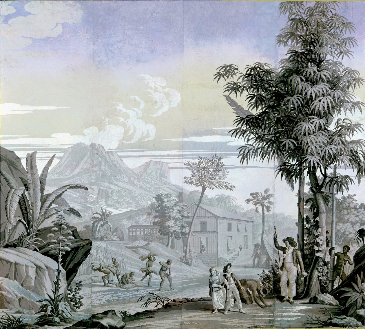 Deixando para um passeio, ilustração de &39;Paul et Virginie&39; por Henri Bernadin de Saint-Pierre (1737-1814) 1823 de Jean Broc