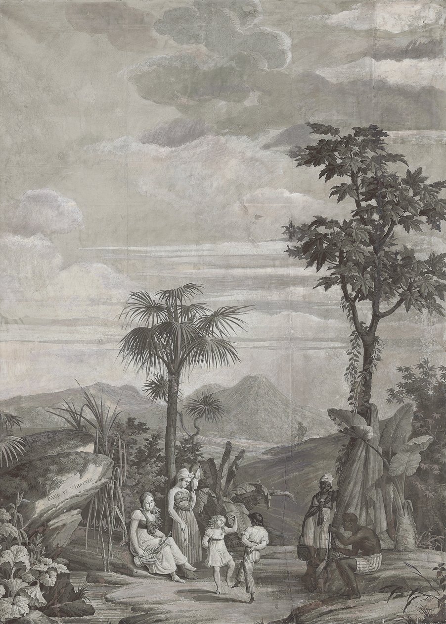 The Children Dance, painel de papel de parede da série "Paul et Virginie", de Dufour & Cie, c.1823 de Jean Broc