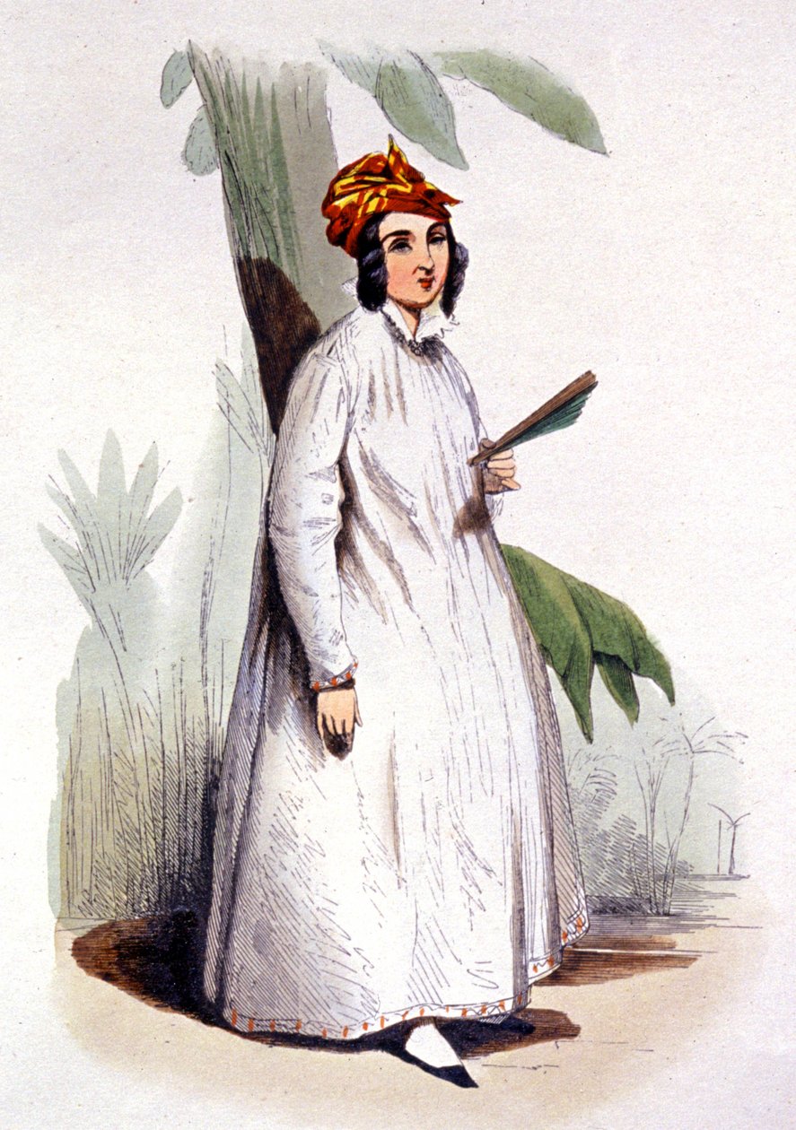 A mulher crioula, Antilhas Francesas, c.1850 (gravura) de Jean Charles (1800 79) Pauquet