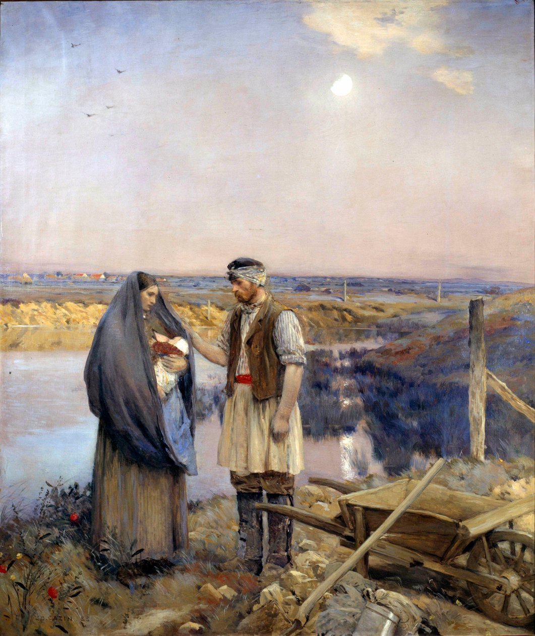 O dia fez uma família de camponeses. Pintura de Jean Charles Cazin (1841-1901) Sol. 1,99x1,66 m 1888 Paris, musee d