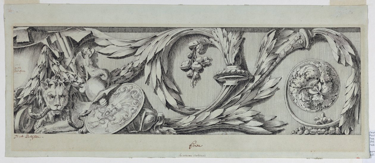 Desenho, Friso com Rinceau, 1775-80 de Jean Charles Delafosse