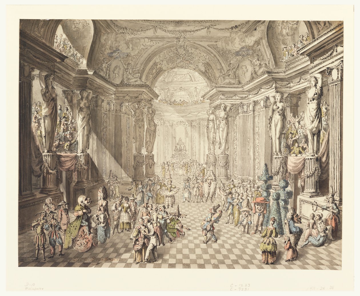 Vista de um baile de máscaras de Jean Charles Delafosse