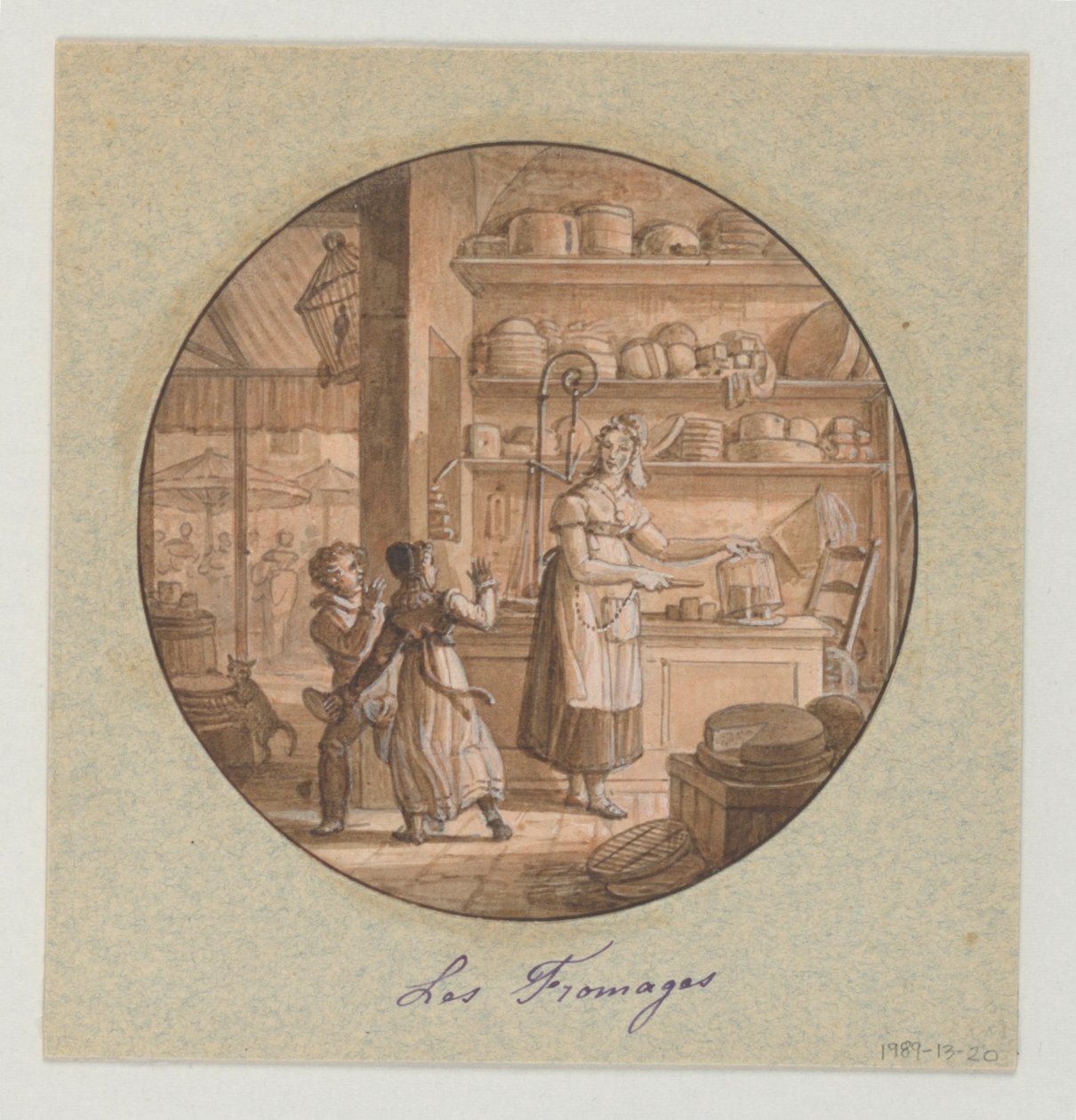 Projeto para um Prato de Porcelana Pintado, Les Fromages (Queijos) para o Service des Objets de Dessert (Serviço de Sobremesa) de Jean Charles Develly
