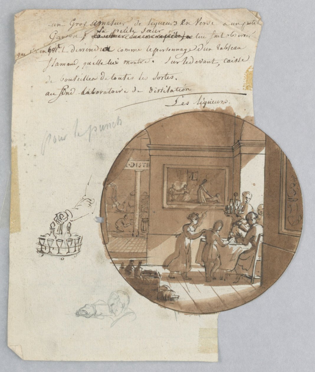 Projeto para um Prato de Porcelana Pintado, Les Liqueurs (Liqueurs) para o Services des Objets des Dessert (Serviço de Sobremesa) de Jean Charles Develly