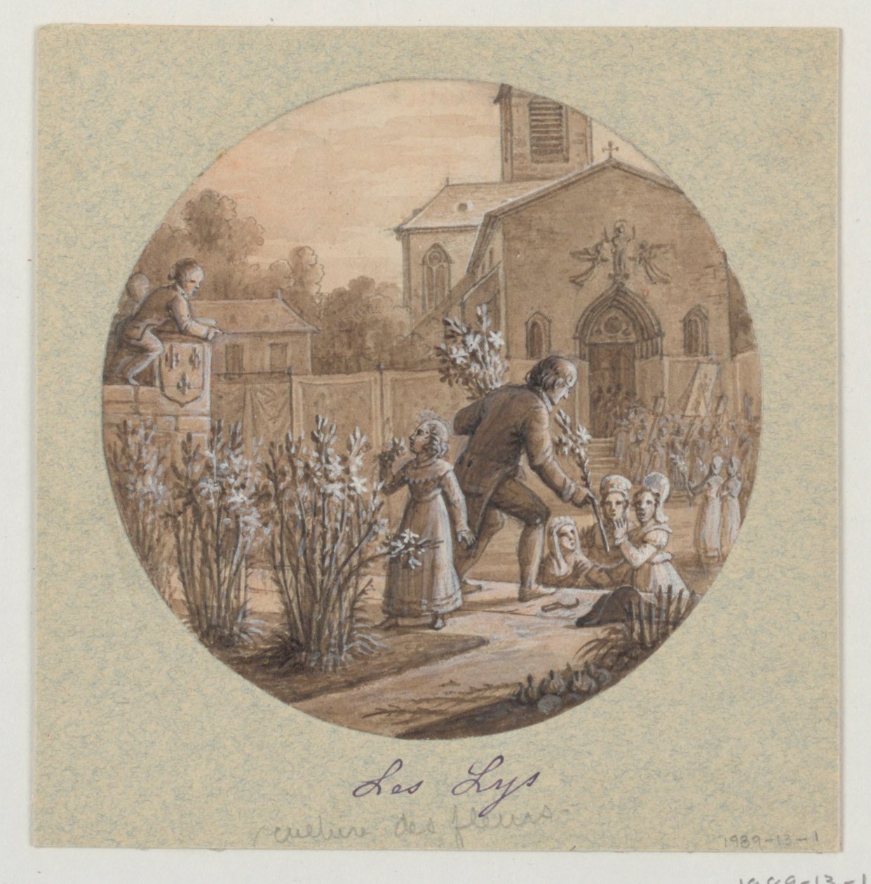 Projeto para um Prato de Porcelana Pintado, Les Lys (Lillies) do Service de la Culture des Fleurs (Serviço de Cultivo de Flores) de Jean Charles Develly