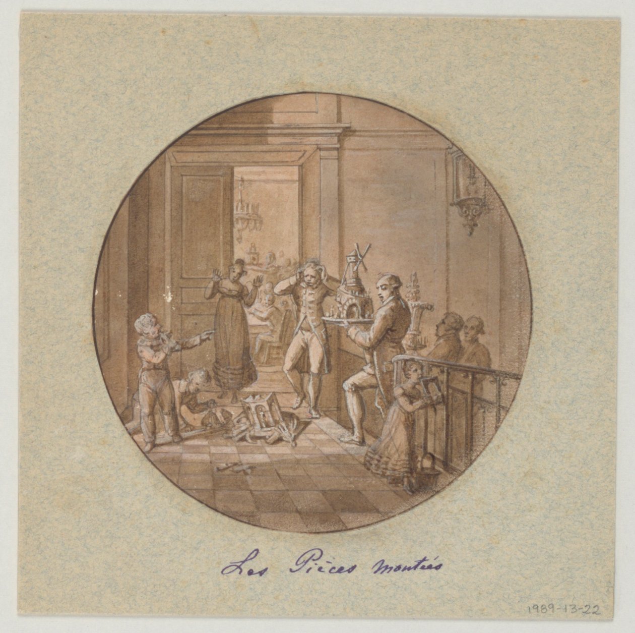 Projeto para Prato de Porcelana Pintado, Les Pieces Montées (Tiered Cakes) para o Service des Objets de Dessert (Serviço de Sobremesa) de Jean Charles Develly