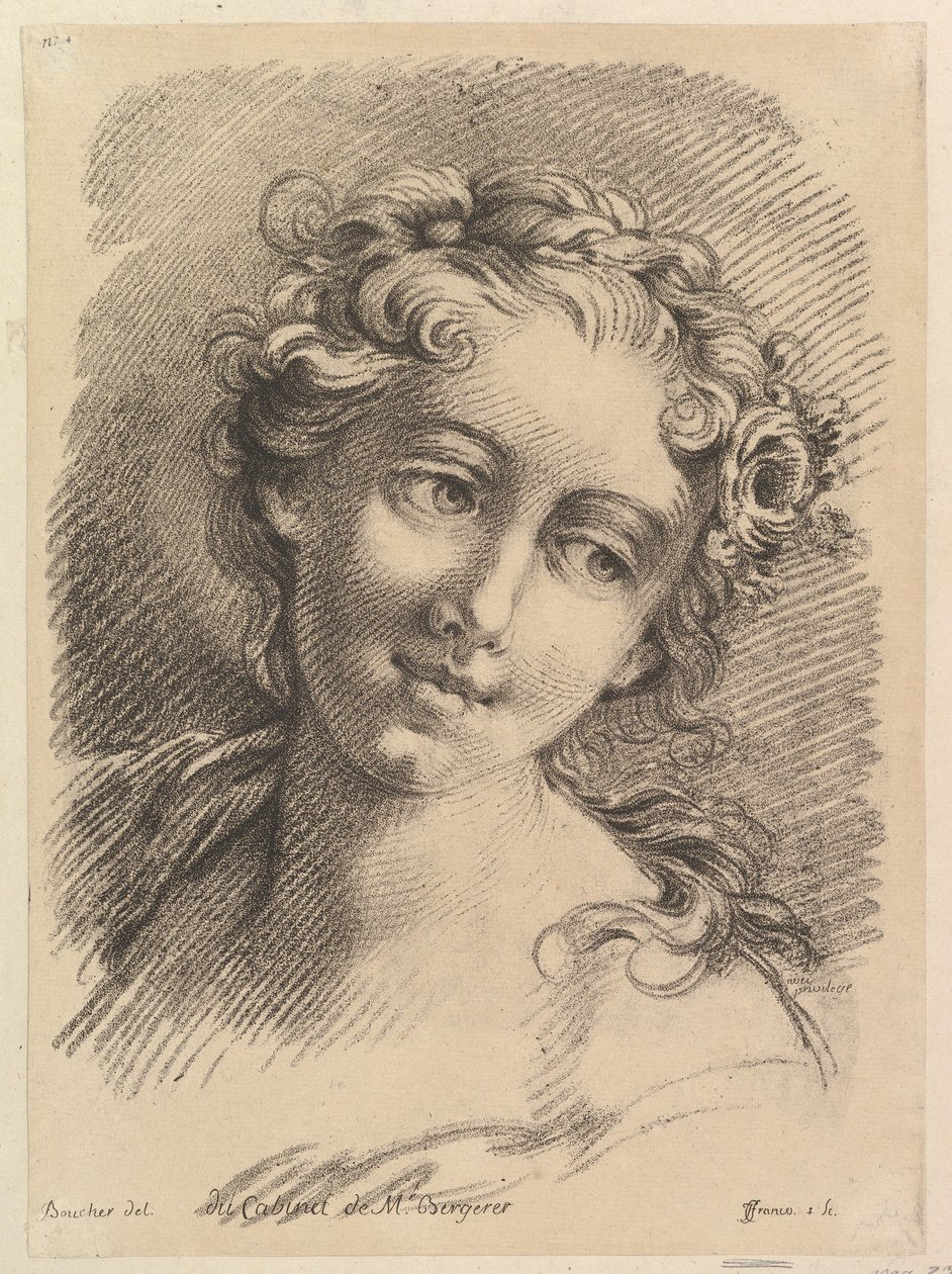 Cabeça de uma mulher, 1748-69 de Jean Charles François