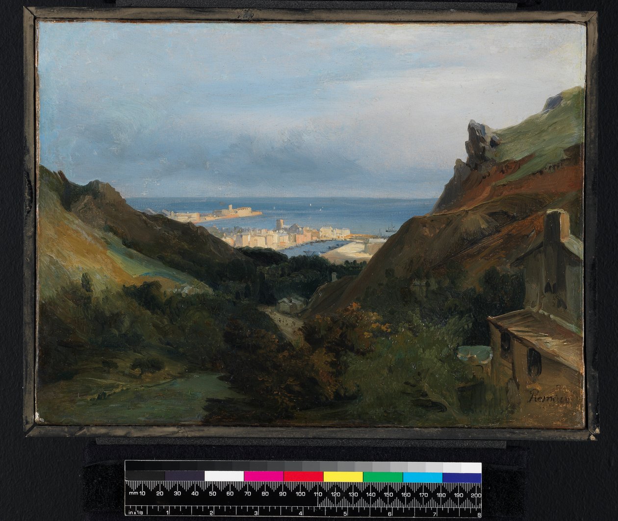 Paisagem italiana com vista para um porto, antes de 1875 de Jean Charles Joseph Rémond