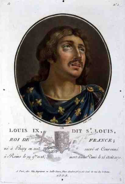 Retrato de Luís IX, chamado "São Luís", Rei de França (1215-70), gravado por Ride de Jean Claude (after) Naigeon