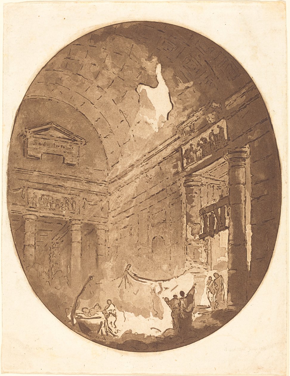 Interior de uma villa romana de Jean Claude Richard, Abbé de Saint Non after Hubert Robert