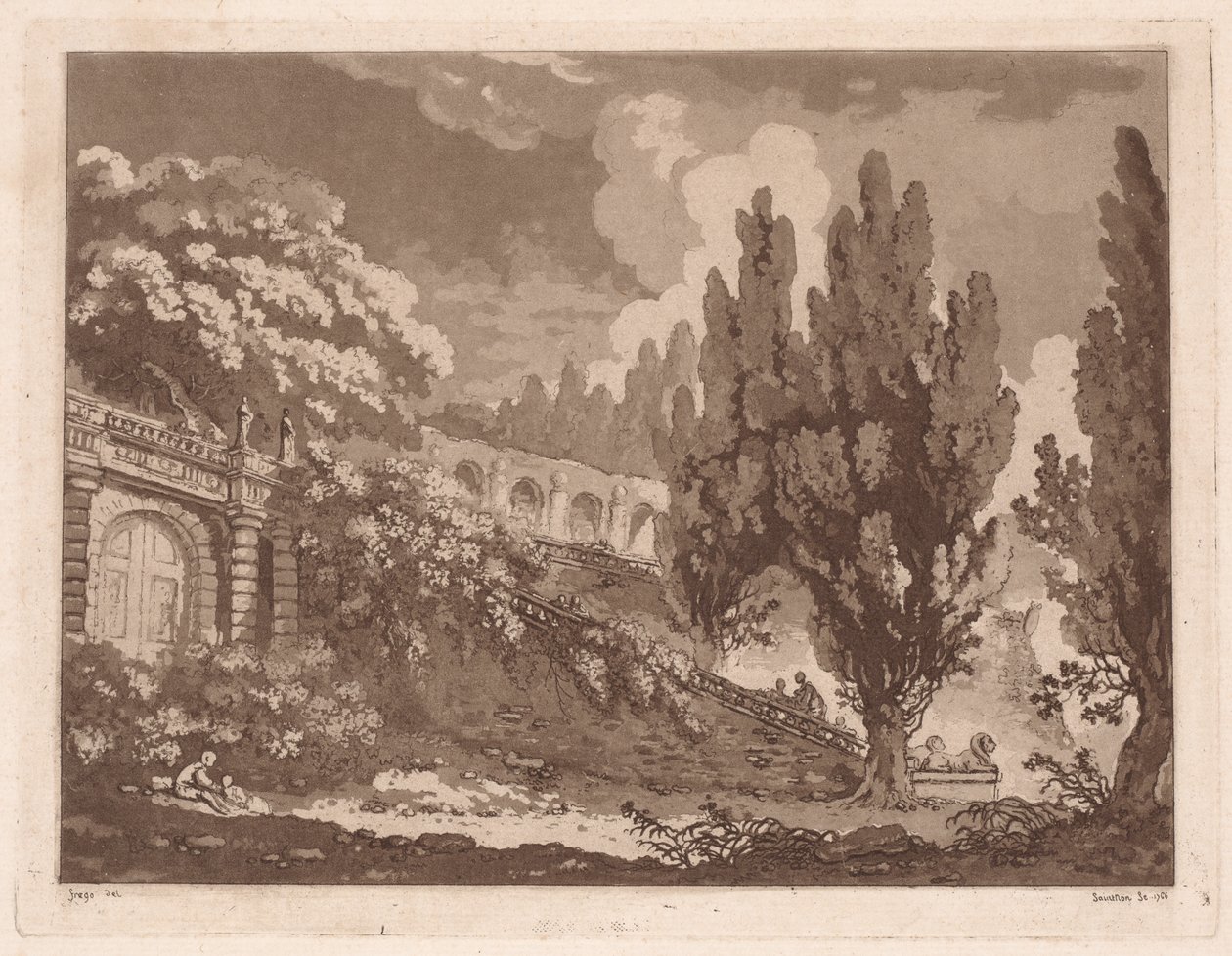 Escadas em um jardim italiano de Jean Claude Richard Saint Non