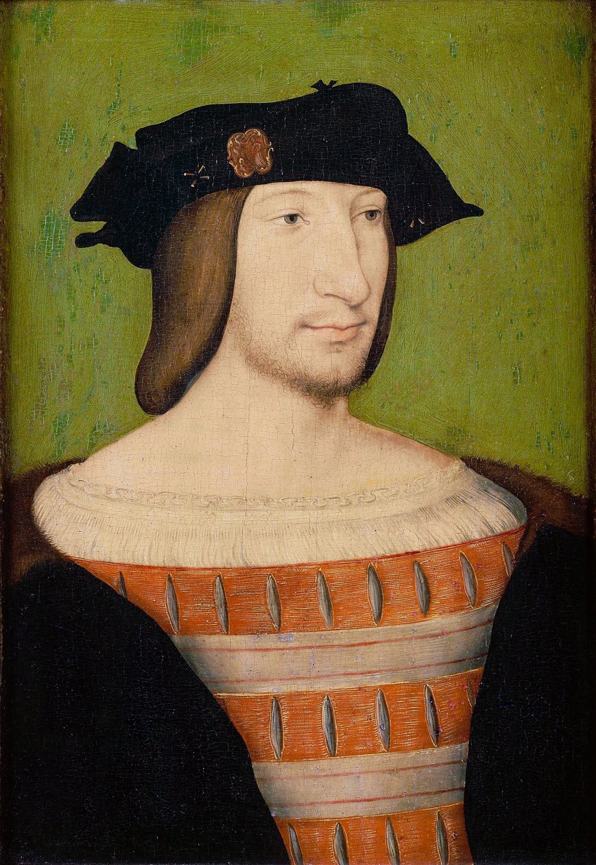 Retrato de Francisco I 1494-1547, rei da França, duque de Bretanha, conde de Provença, 1515 de Jean Clouet