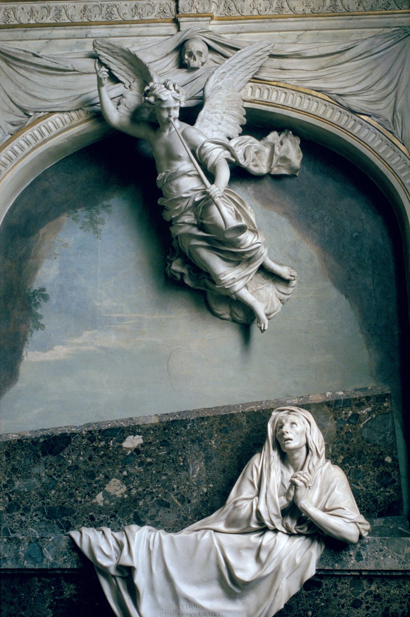 Túmulo de Julienne Le Be, depois de desenhos de Charles Le Brun (1619-90), c.1668-90 (mármore e estuque) de Jean Collignon