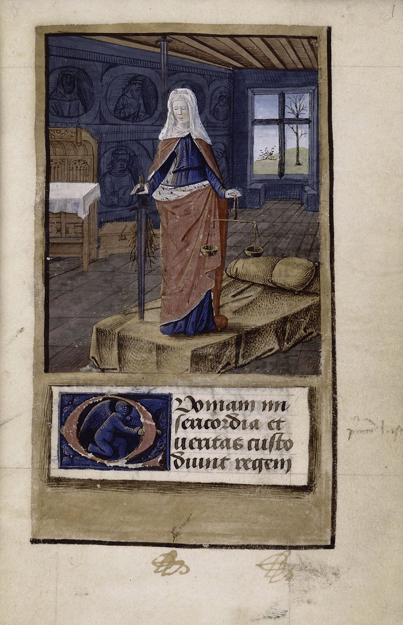 Alegoria da Justiça de John de funcionários Wales Breviloquium e as virtudes dos filósofos antigos, 1475-1499 de Jean Colombe