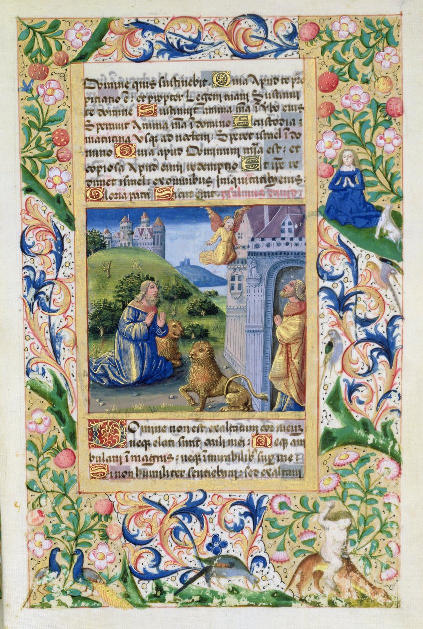 Senhora Lat. Qv126 Antônio, o Grande, e Paulo, o Eremita, das Horas de Louis d&39;Orleans, 1469 de Jean Colombe