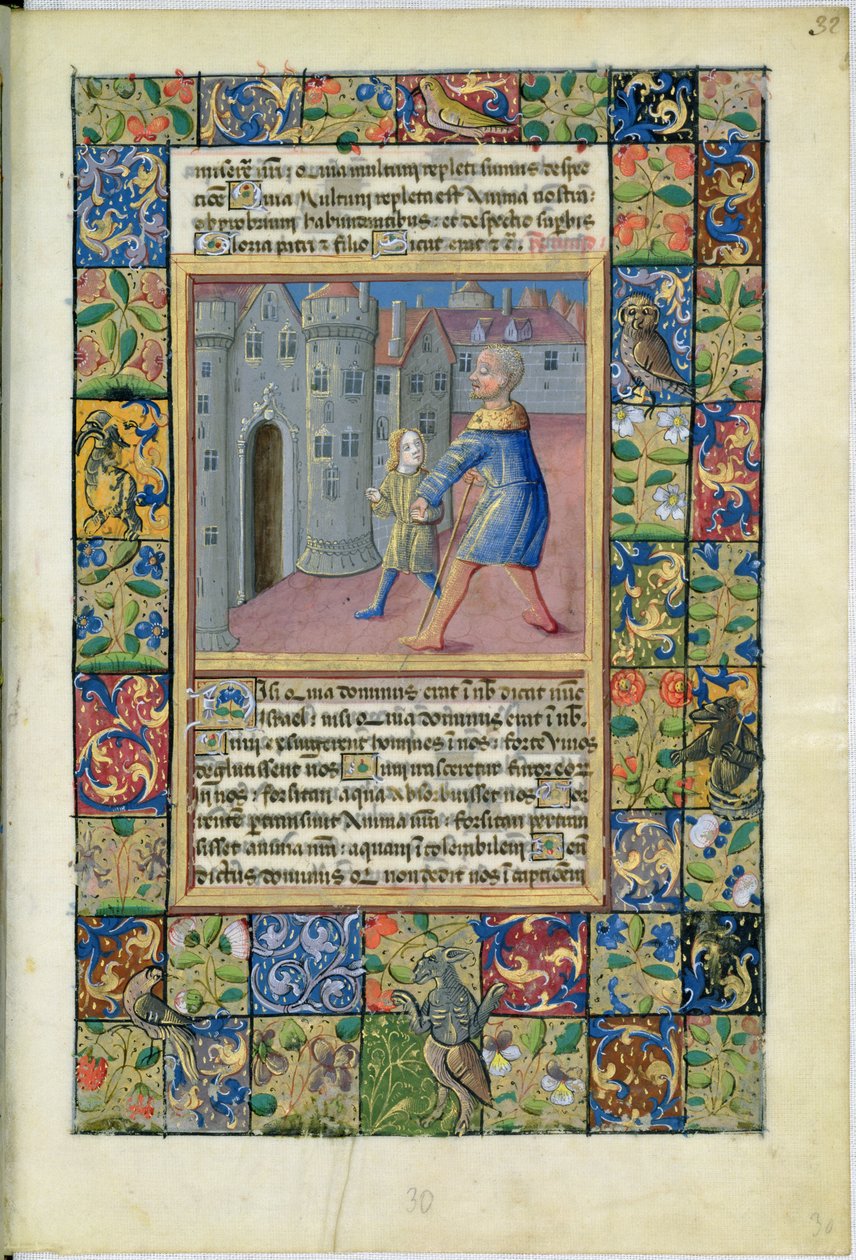 Senhora Lat. QvI126 A Cura do Cego, João 9: 1-7 das Horas de Louis d&39;Orleans, 1469 de Jean Colombe