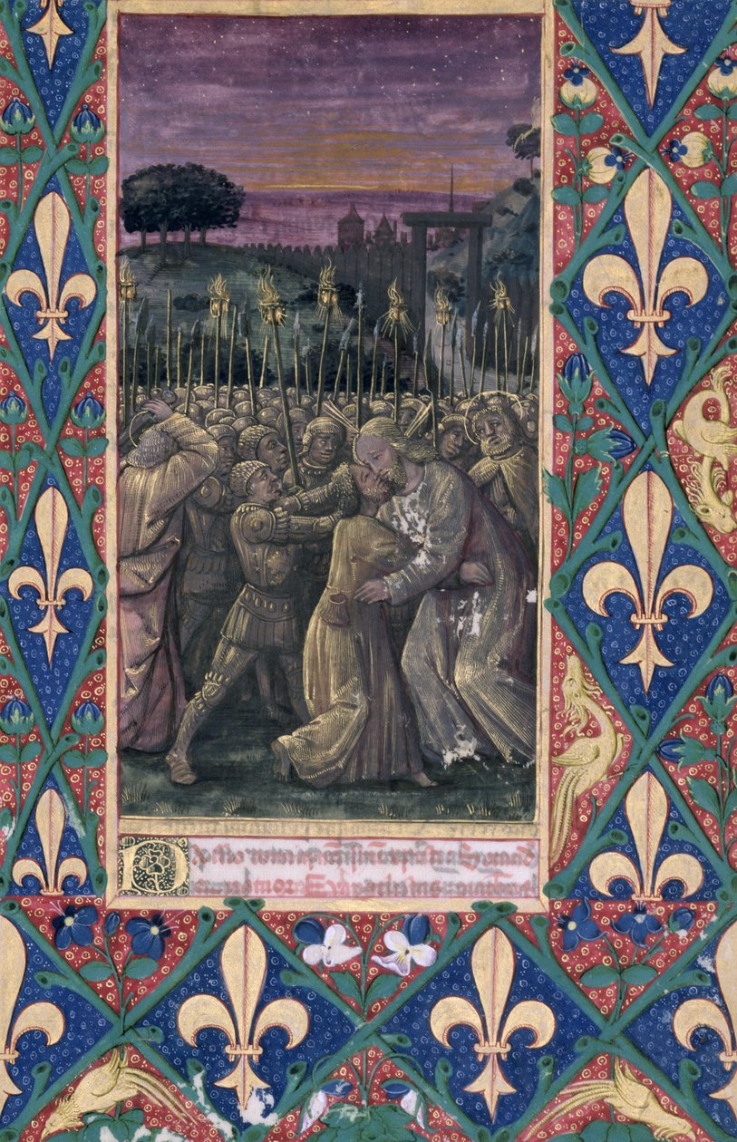 Senhora Lat. QvI126 f.100 O Beijo de Judas, do &39;Livro de Horas de Louis d&39;Orleans&39;, 1469 de Jean Colombe