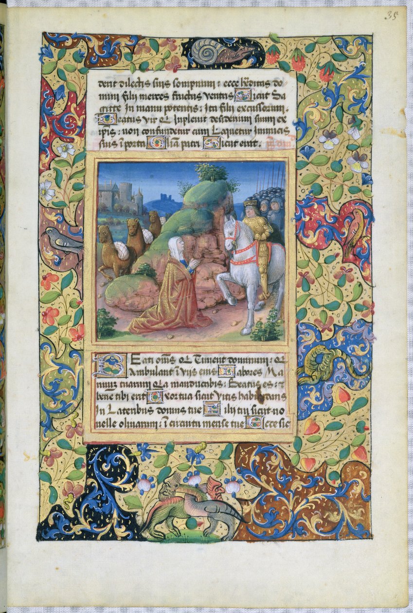 Senhora Lat. QvI126 f.35 O encontro de Abigail e David, do Livro de Horas de Louis d&39;Orleans, 1490 de Jean Colombe
