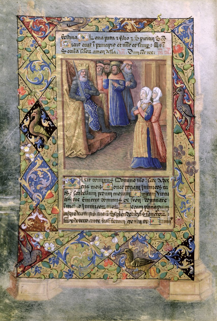 Senhora Lat. QvI126 f.36v A Sabedoria de Salomão, do "Livro de Horas de Louis d&39;Orleans", 1490 de Jean Colombe