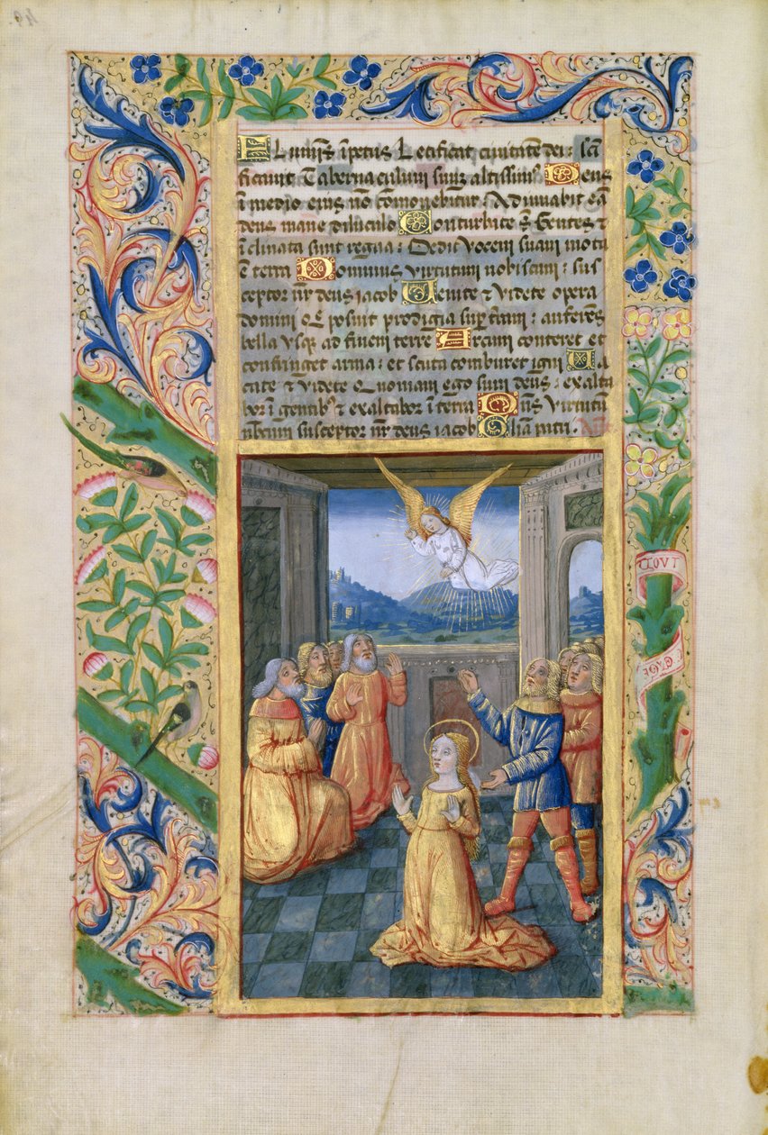 Senhora Lat. QvI126 f.45v Judith orando, do Livro de Horas de Louis d&39;Orleans, 1490 de Jean Colombe