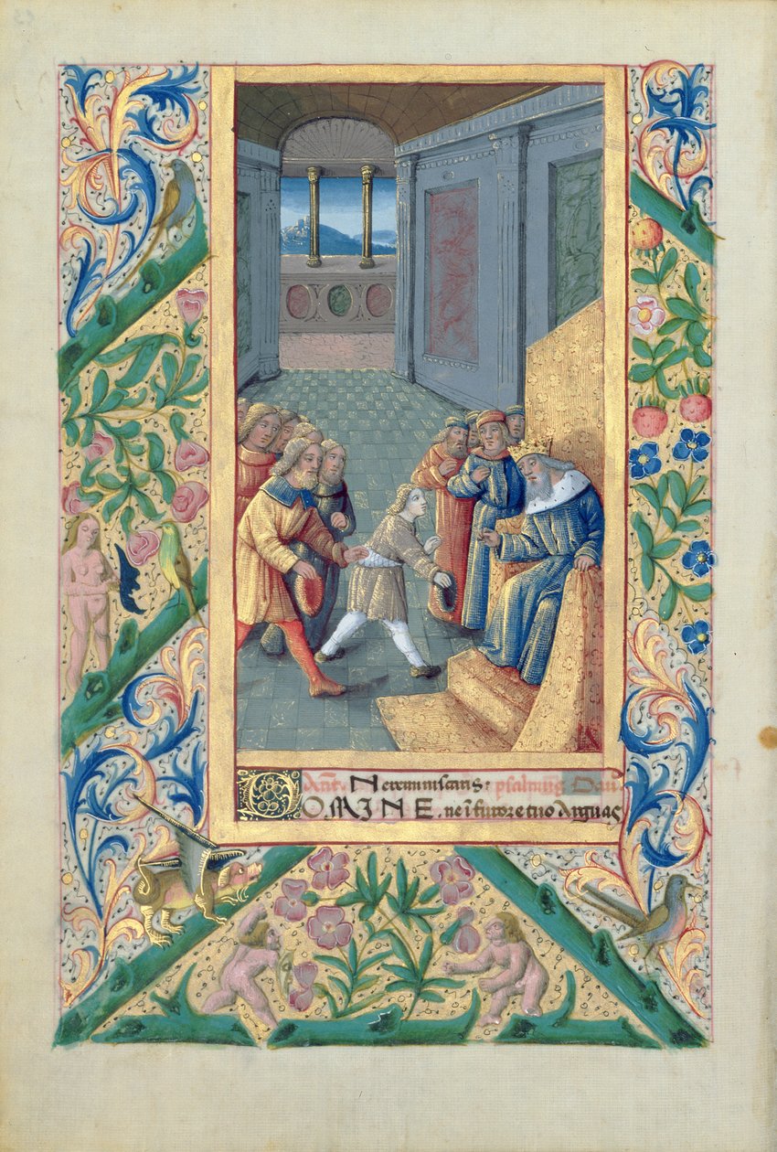Senhora Lat. David I 6 6 6 6 f .5 David David David David David David David David David David David sendo enviado a Saul, do &39;Livro de Horas de Luís d&39;Orléans&39;, 1469 de Jean Colombe