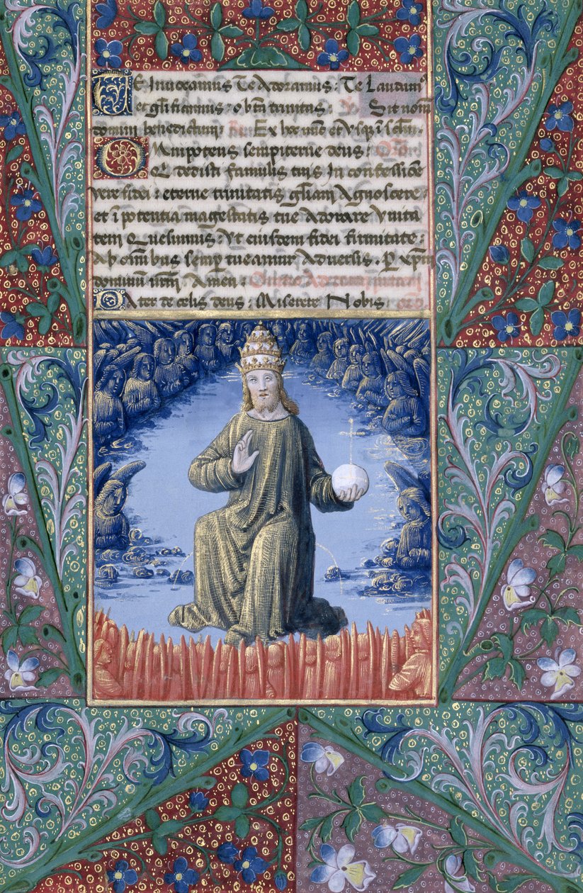 Senhora Lat. QvI126 f.89 Cristo em Majestade, do "Livro de Horas de Louis d&39;Orleans", 1469 de Jean Colombe