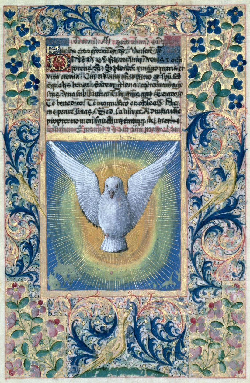Senhora Lat. Qv126 f.90 O Espírito Santo, do "Livro de Horas de Louis d&39;Orleans", 1469 de Jean Colombe