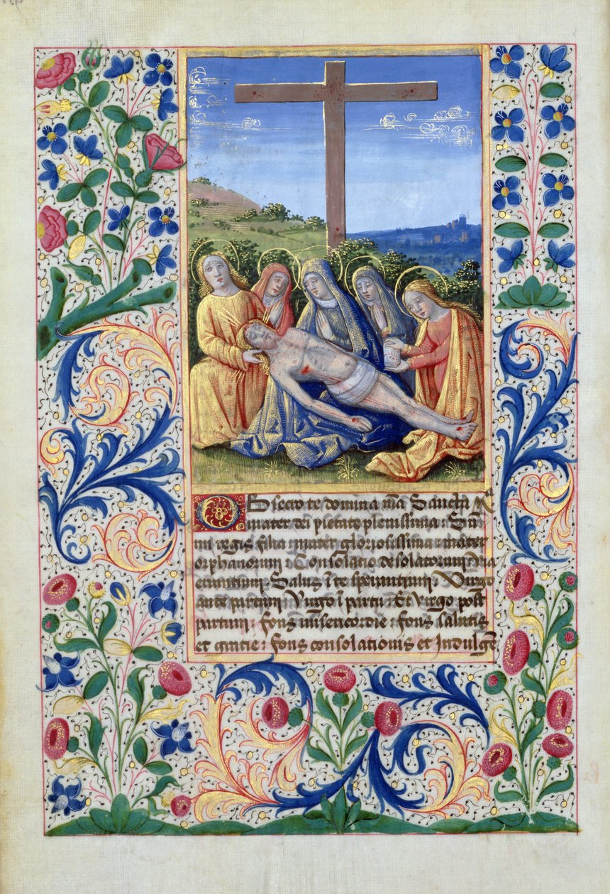 Senhora Lat. QVI126 f.91v O lamento, do livro das horas de Louis d&39;Orleans, 1469 de Jean Colombe