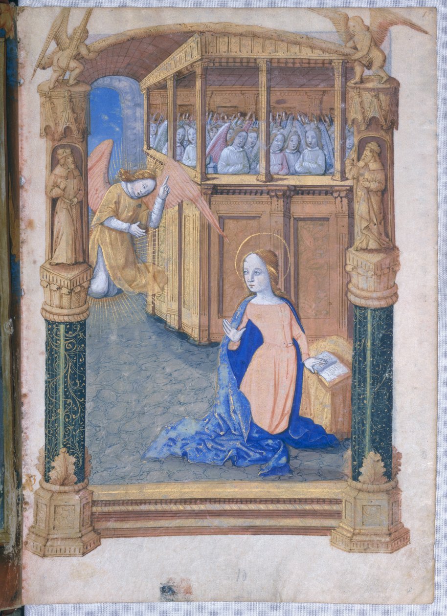 Senhora Lat. Qv126 fol.12v A Anunciação, do "Livro de Horas de Louis d&39;Orleans", 1490 de Jean Colombe