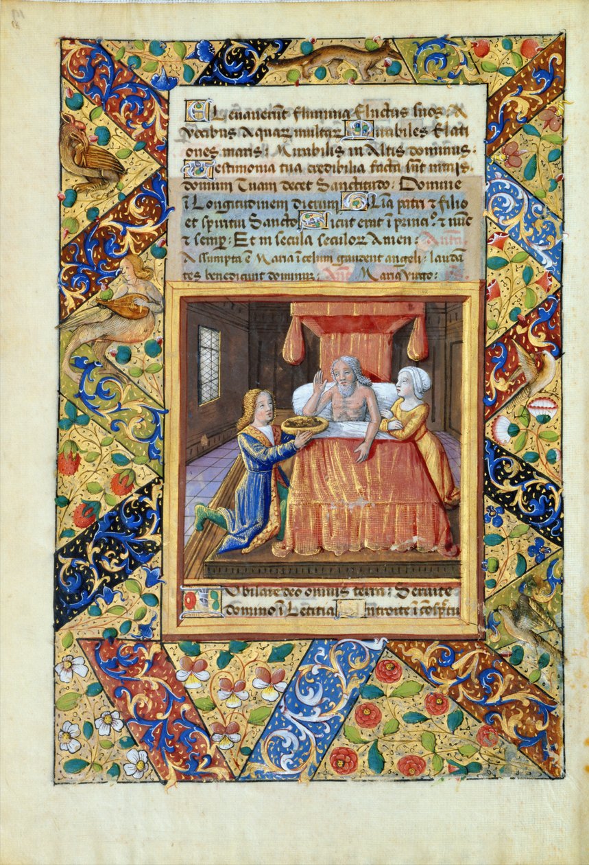 Senhora Lat. QvI126 fol.19v Isaac abençoando Jacob, do "Livro de Horas de Louis d&39;Orleans", 1490 de Jean Colombe