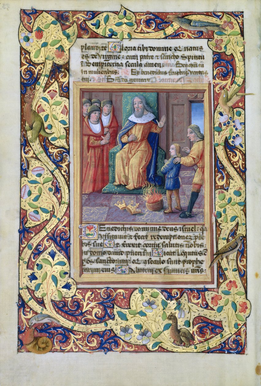 Ms. Lat. Qv126 fol.23v Joseph interpretando os sonhos do Faraó, a partir do Livro das Horas de Louis d&39;Orleans, 1490 de Jean Colombe