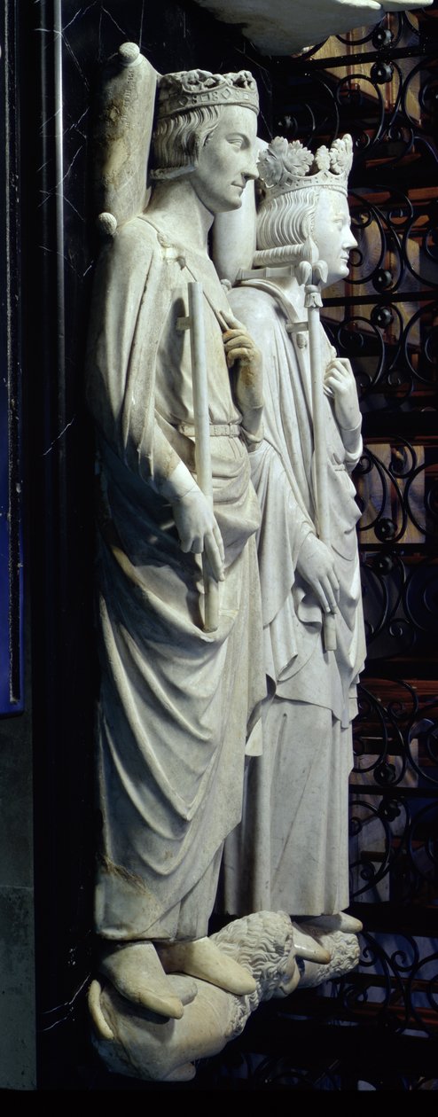 Efígies de Philippe III (1245-85) o Audaz e Philippe IV (1268-1314) a Feira (mármore) de Jean D