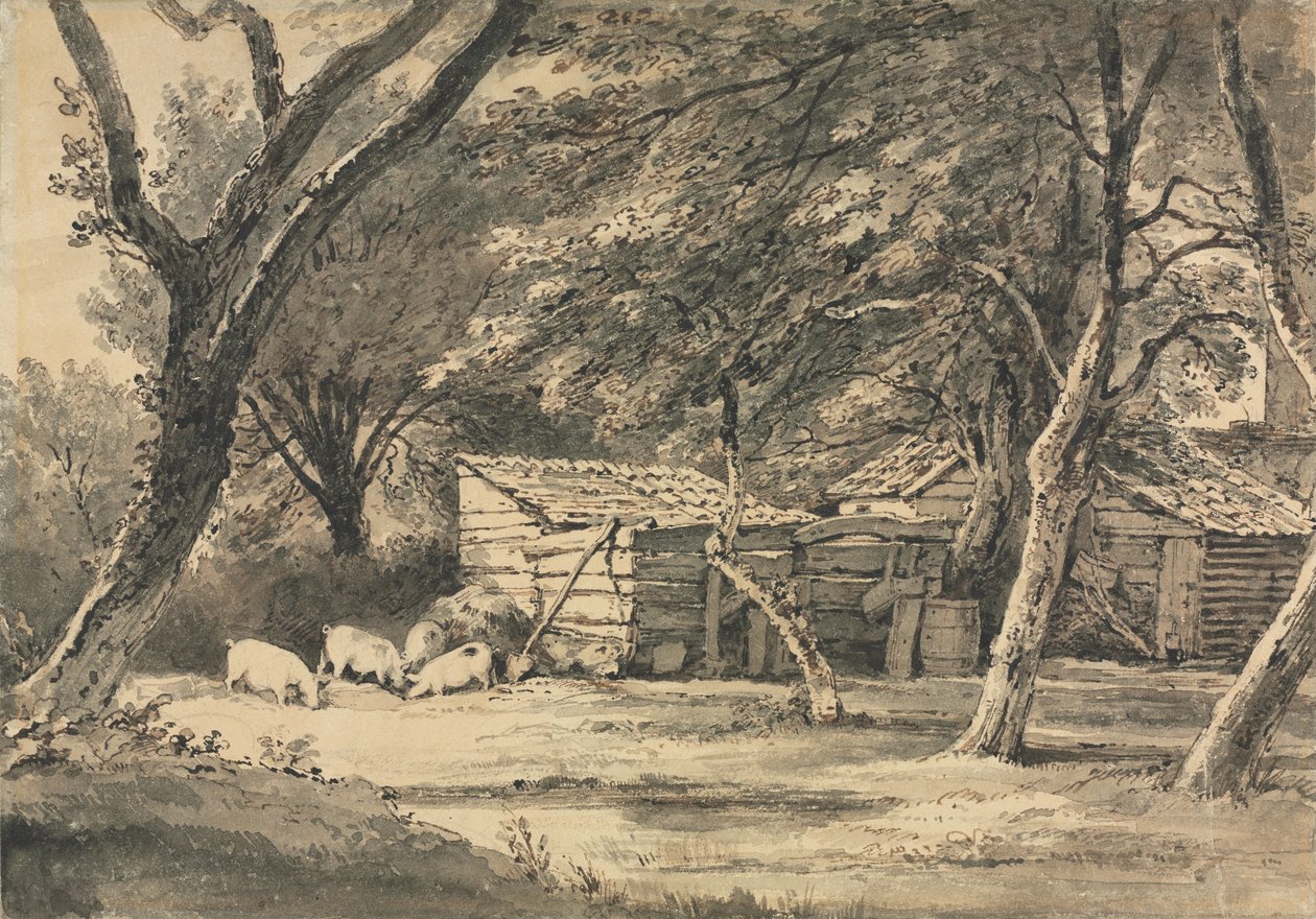 Fazenda com Forragem de Porcos de Jean Daullé