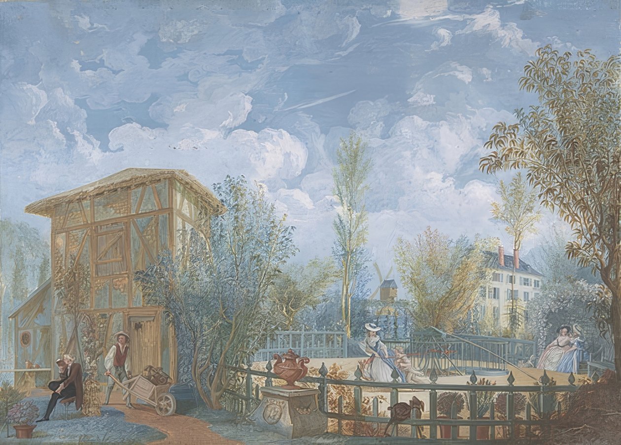 Pessoas em um jardim. 1784 de Jean Démosthène Dugourc