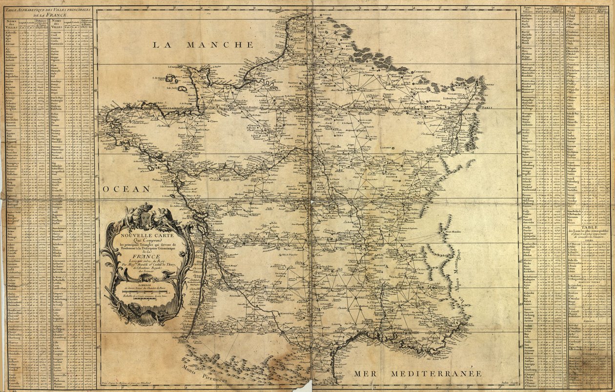 Novo mapa da França, 1744 de Jean Dominique Maraldi