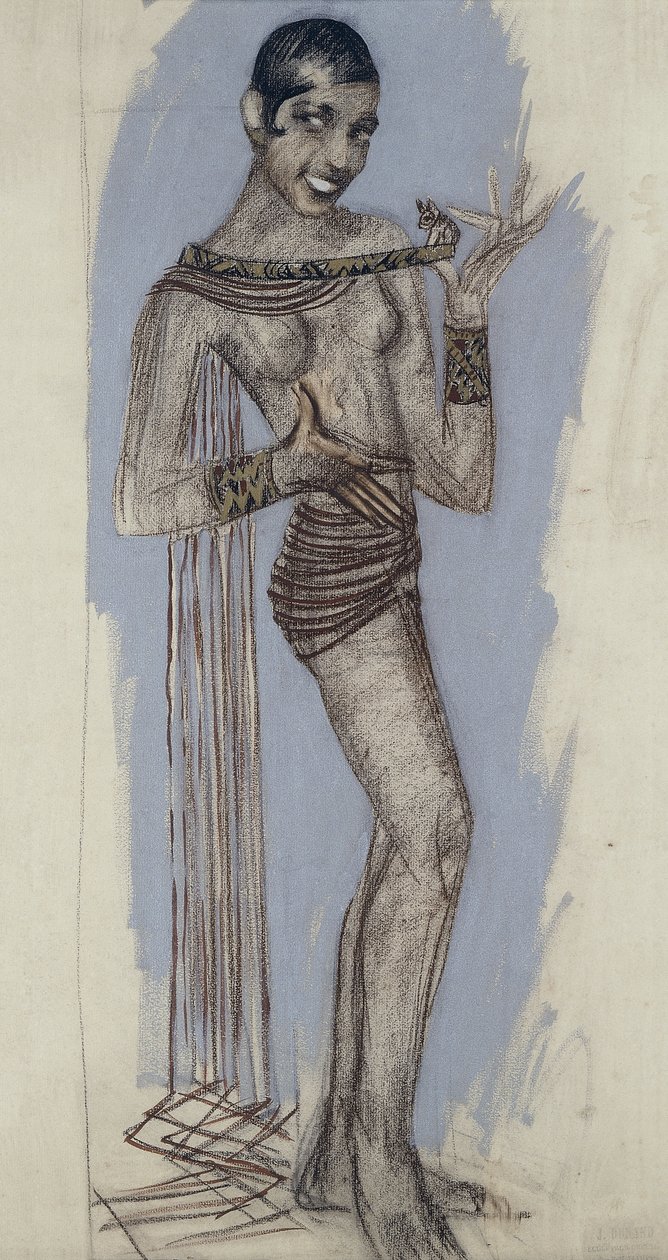 Josephine Baker - Uma maquete para um importante painel de laca, c.1927 (lápis sobre papel) de Jean Dunand
