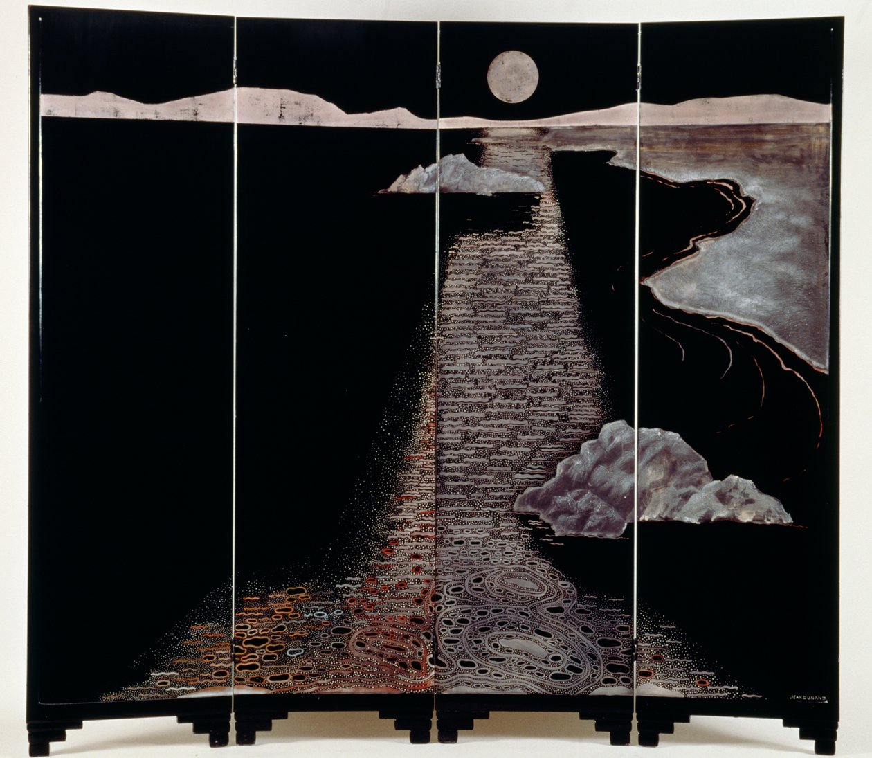 Luz da Lua (Claire De Lune), tela com quatro painéis, 20 (prata lacada) de Jean Dunand