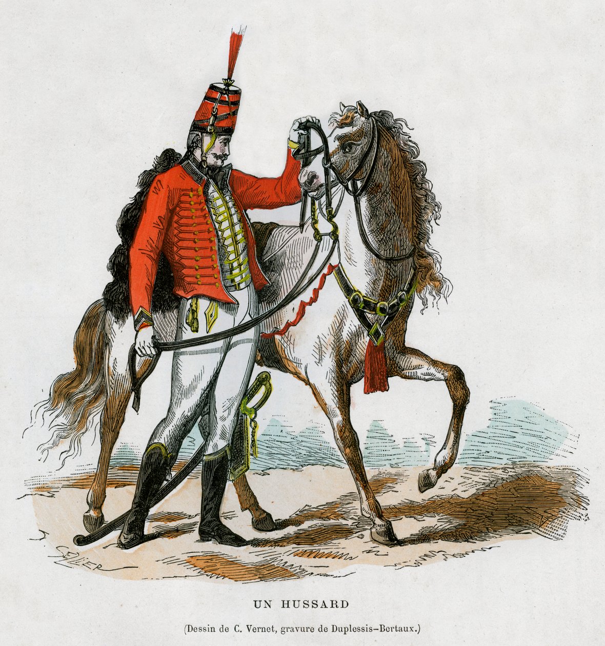Um hussardo, início do século XIX, 1882-1884 de Jean Duplessis Bertaux