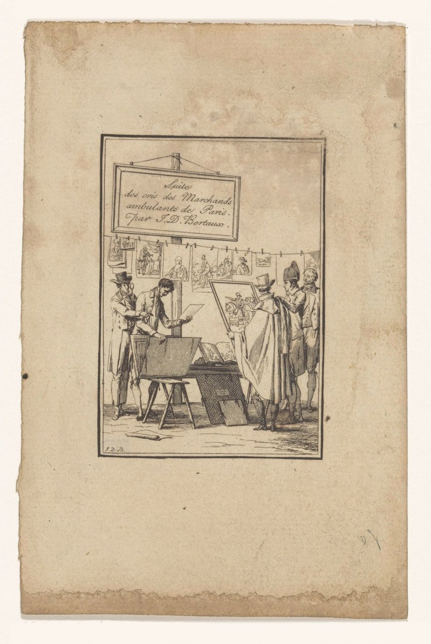 Parada de um revendedor de impressão
Suite des cris des marchands ambulants de Paris (título da série sobre o objecto) de Jean Duplessis Bertaux