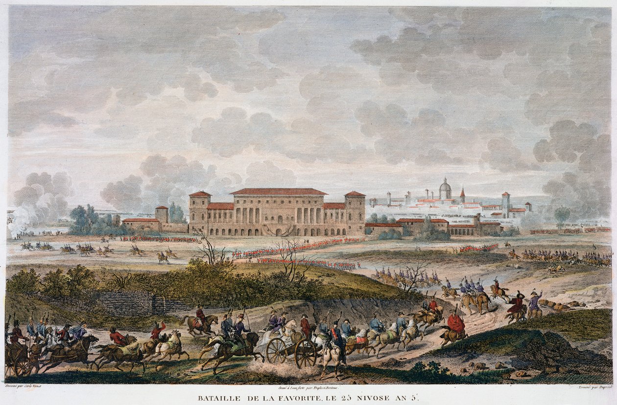 A Batalha de La Favorite, Itália, 25 Nivose, Ano 5 de Janeiro de 1797 de Jean Duplessis Bertaux